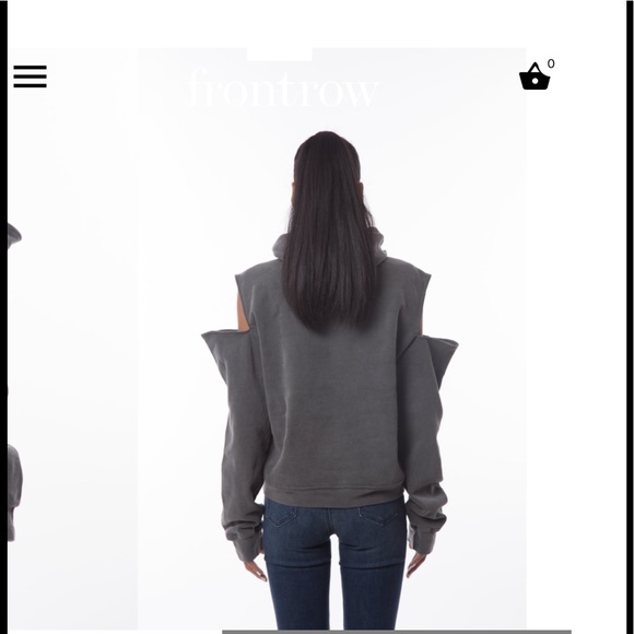 Front Row Cold Shoulder Grey Hoodie Ladies Size S *New* - Picture 2 of 8